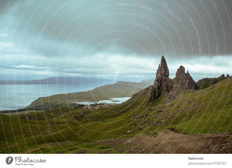 [Skye 18] Old Man of Storr Environment Nature Landscape Elements Earth Clouds Summer Climate Bad weather Storm Gale Plant Grass Moss Rock Mountain Peak Coast