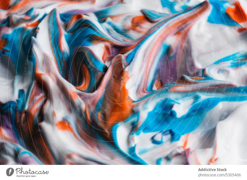 Abstract Landscapes of colored shaving cream foam acrylic abstract concept brush stroke painted bright multicolored canvas white texture stain element design
