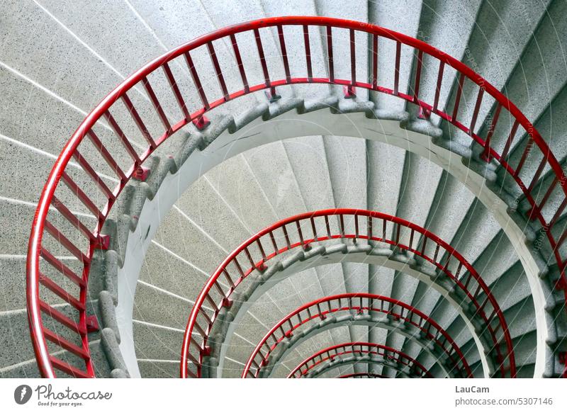 In the stairwell: *444* steps managed Stairs Staircase (Hallway) Winding staircase stagger rail Upward Downward stair treads Banister climb the stairs