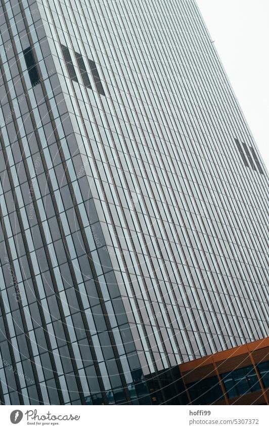 modern architecture in sloping position Glas facade Facade Architecture High-rise facade Office building Building Esthetic Line Modern Abstract