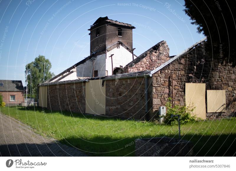 church Church Burnt ruined building destroyed church Village Abandoned village abandoned area Architecture architectural photography Ghost town Germany Fence