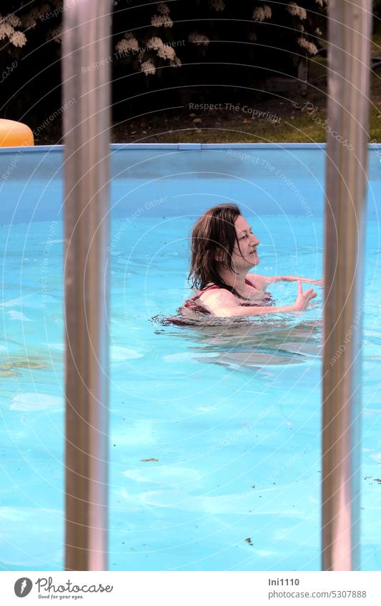 MainFux-UT |Badenixe Beautiful weather Wellness Water swimming pool blue pool bathing pleasures Adults Woman Swimwear red To enjoy relax Dream linkage