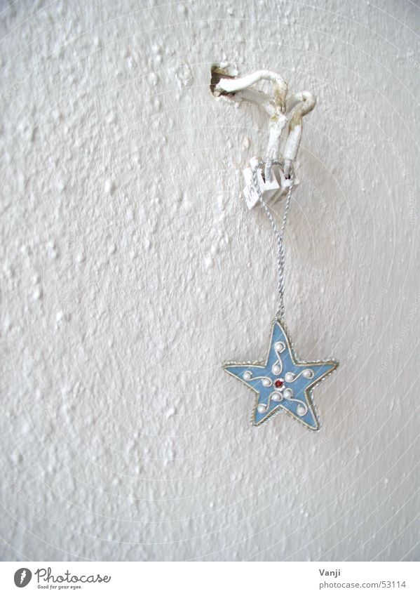 Blue Star Wall (building) Minimalistic White Jewellery Decoration Cable Electricity Hang up Wallpaper Household Art Arts and crafts  Star (Symbol)