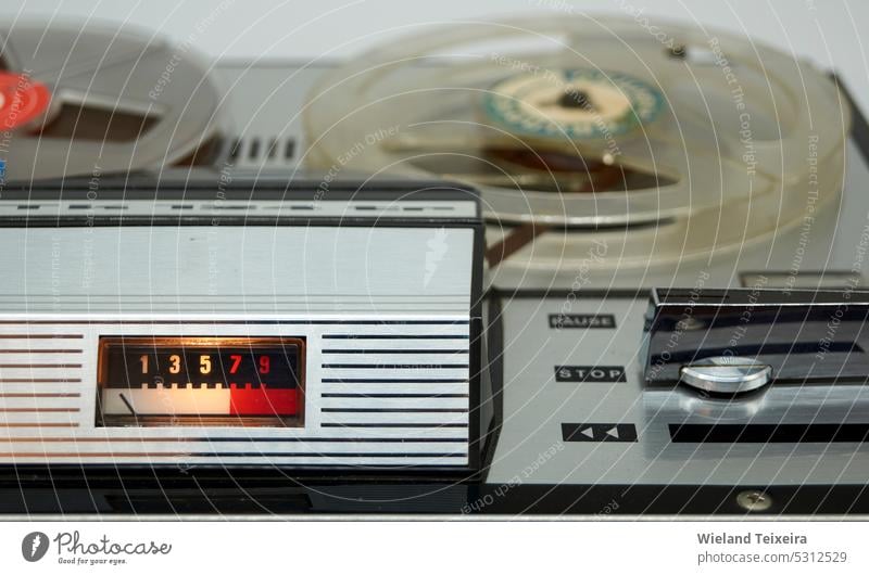 Analog Stereo Open Reel Tape Deck Recorder Player with Metal Reels Reels  Stock Photos
