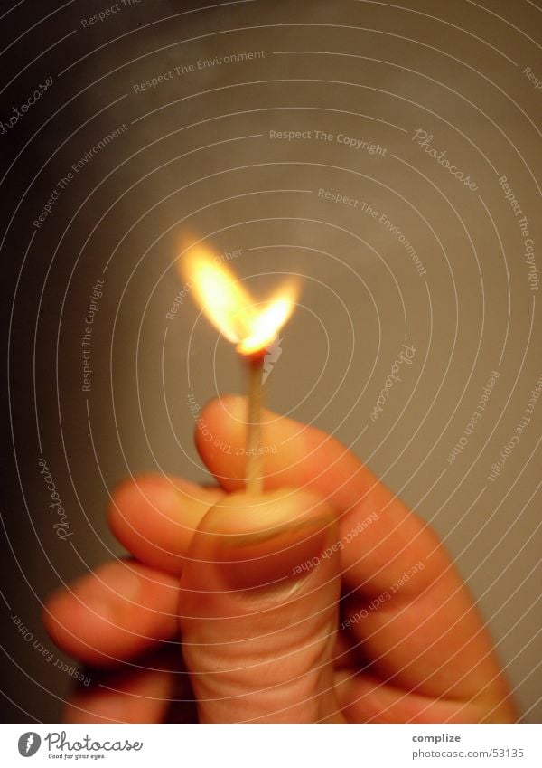 Fire Heart Hand Fingers Warmth Wood Hot Brown Yellow Match Ignite Fingernail Rousing Colour photo Copy Space top Retentive Thumb Flame