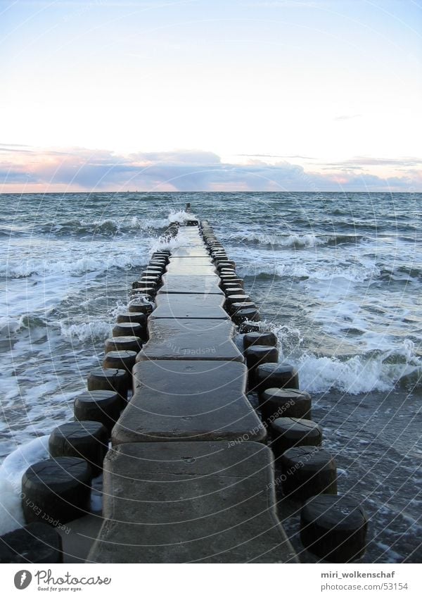 beach walk Ocean Wood Sunset Footbridge Waves Calm Hissing Beach Water Blue Baltic Sea
