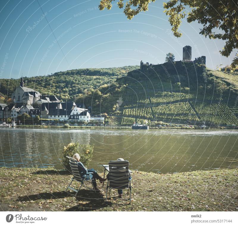 Castle view Moselle valley Mosel (wine-growing area) River bank tranquillity Tourist Attraction Village beilstein Rhineland-Palatinate Landscape Sky Nature