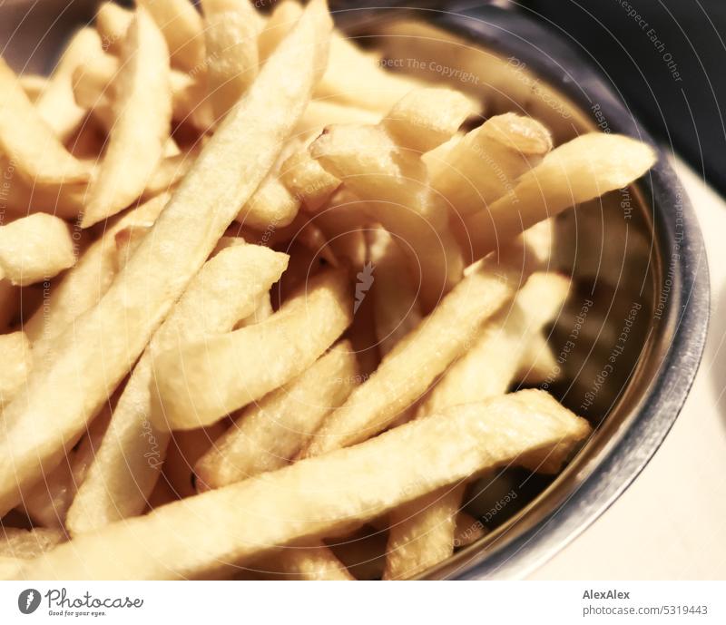 French fries in a metal bowl - close up, detail picture Eating Potatoes food food photography nobodyneedsthispicture Delicious Crisp Fat Salty Unhealthy