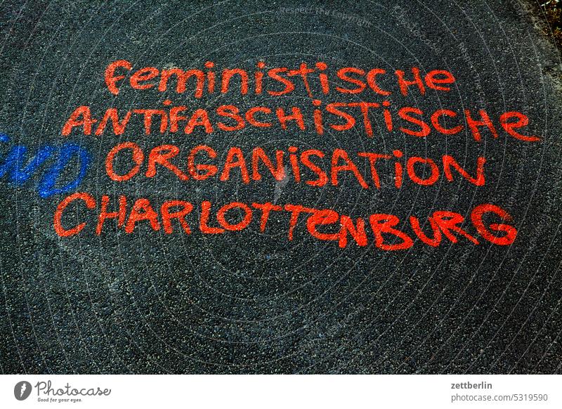 Feminist antifascist organization Charlottenburg Abstract anti-fascist Remark Term embassy letter single letter Colour Feminism feminist sprayed graffiti