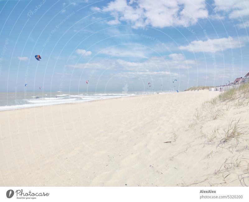 North Sea beach and dune with beautiful waves and kite surfers on a great summer day Beach Ocean coast Blue sky Sky Sand Nature Landscape Vacation & Travel