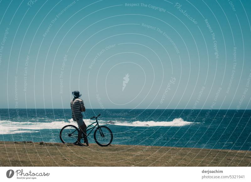 A day at the seaside by bike. - Sustainable - Seashore Blue seascape Picturesque Summer Beach Outdoors coastline Landscape travel Ocean Sky Tourism vacation