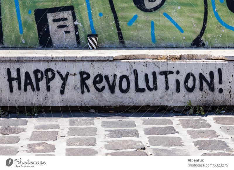 Happy Revolution ! Graffiti Symbols and metaphors Politics and state Lebanon Sign upheaval Wall (barrier) Might Peace Peace Wish