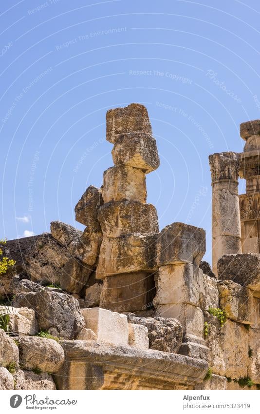 Jenga stone blocks Historic Stone archaeological Ancient Temple Culture Monument Archeology Ruin Old Landmark Phoenician Roman Greek Vacation & Travel
