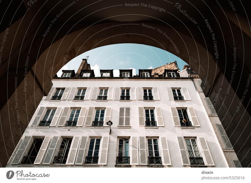 Facade in Paris House (Residential Structure) Apartment Building Old building Archway Window Shutter multi-party house dwell city apartment living space urban