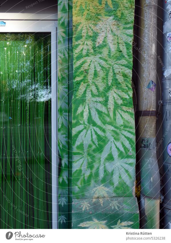 grass facade Hemp Hemp leaves Cannabis Marijuana Grass Graffiti House (Residential Structure) Wall (building) Facade street art Green Plant legalization