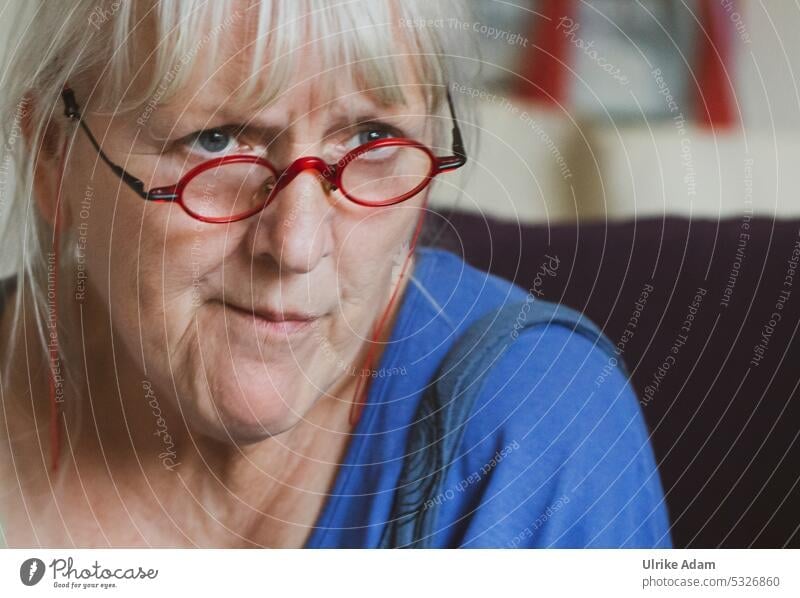 MainFux | Willma sees everything - very skeptical look of a woman with glasses and gray hair grey hair Woman Human being Senior citizen portrait Face Eyeglasses