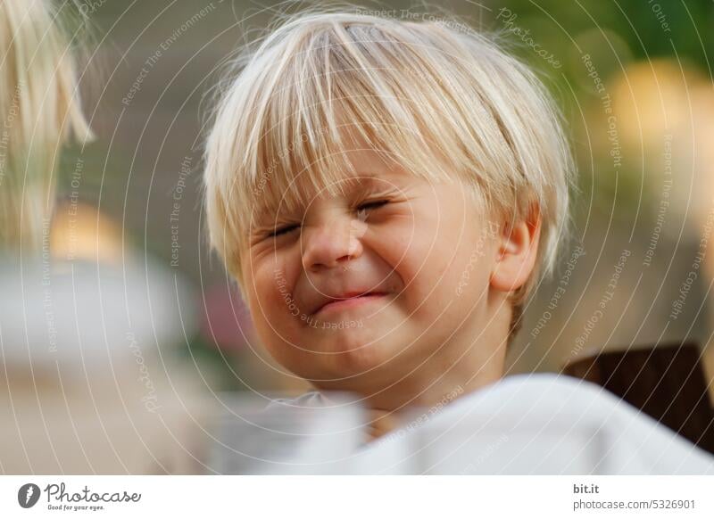 little boy, with eyes closed... Boy (child) Child portrait Laughter Joy Brash Happy Infancy Eyes Face Happiness Contentment Family & Relations Smiling fortunate