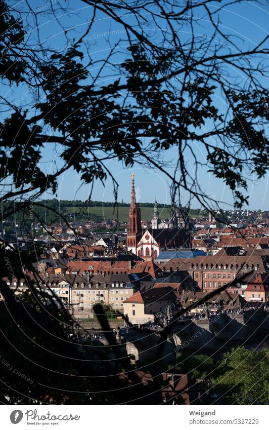 View of the old town of Würzburg a city in Franconia Main Bavaria Old town romantic Lower Franconia Lady Chapel Churches