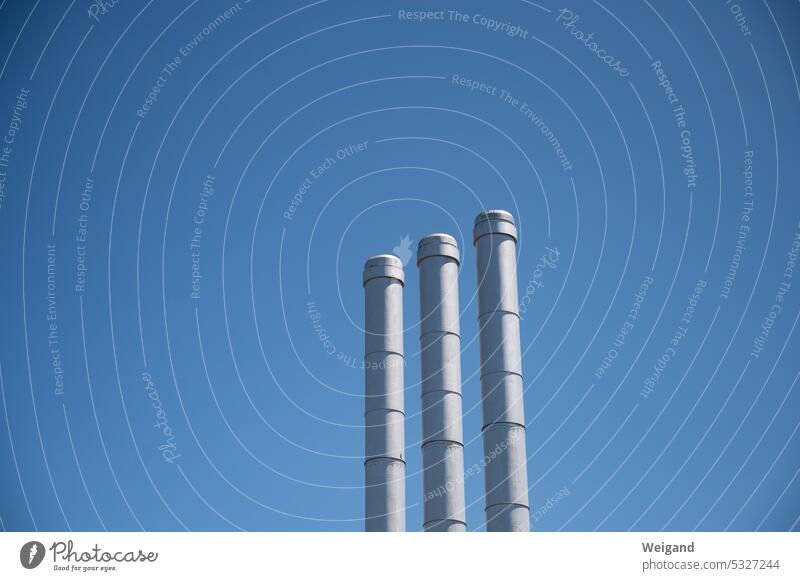 Chimneys of a combined heat and power plant Fireside Energy Climate climate reversal climate crisis incineration Vent Industry exhaust gases Consumption Sky