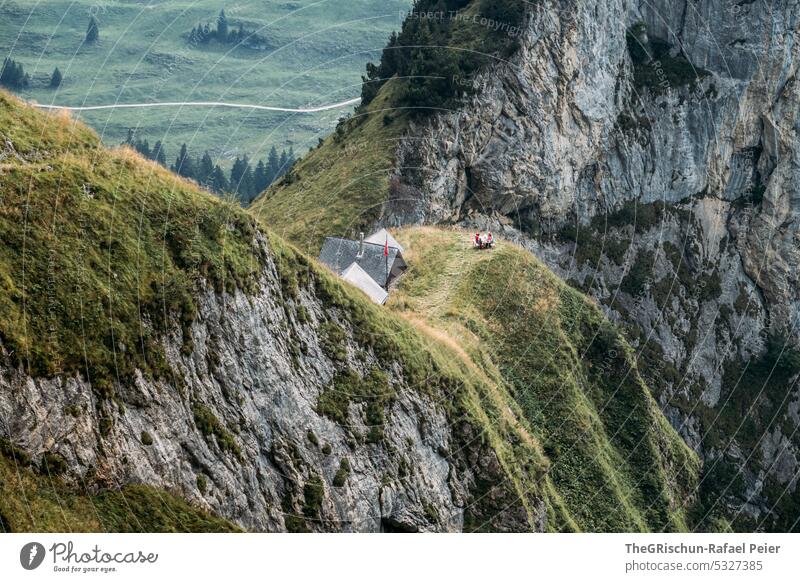 Alpine hut in exposed position House (Residential Structure) Rock Switzerland appenzellerland Stone Hiking touristic Exterior shot Tourism Mountain Colour photo