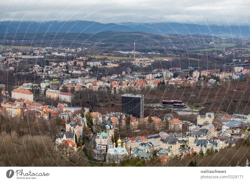 Carlsbad Central perspective Day Exterior shot Karlovy Vary Town Small Town Life creatively Winter Winter vacation Tourism Tourist Attraction Old Nature Forest