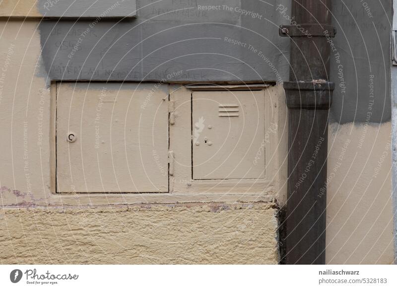 power box Architecture Remainder Gray Town Colour photo Facade Exterior shot Detail Wall (barrier) Wall (building) Subdued colour Box Old Electricity