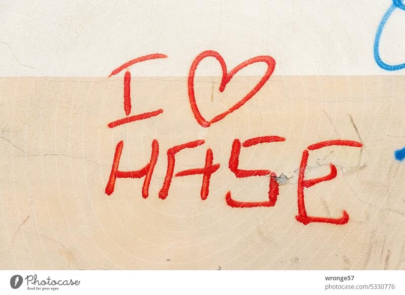 I ❤️ Hare Graffito I Love Hare Infatuation Declaration of love Display of affection Together Heart house wall Valentine's Day Graffiti Romance Emotions
