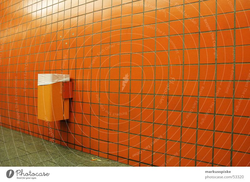 orange Underground Trash Bucket Subsoil Night Station Tile Orange Loneliness Wait