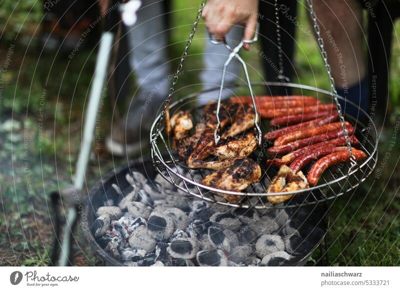 have a barbecue Dinner grilled meat Hot Exterior shot BBQ Meat Barbecue (apparatus) Charcoal (cooking) Summer Cooking Nutrition Spring Garden garden party