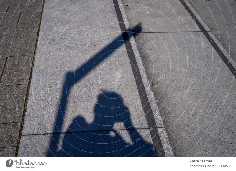 Shadow selfie Selfie Shadow play shadow cast Sunlight Light and shadow Exterior shot Light and shadow play daylight lines