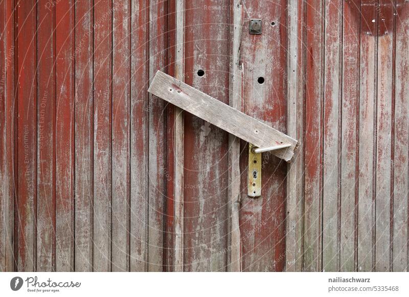 gate Structures and shapes Front door Detail Entrance Day Colour photo Close-up boards Wood Exterior shot Padlock Deserted Safety durable safeguarded Lock