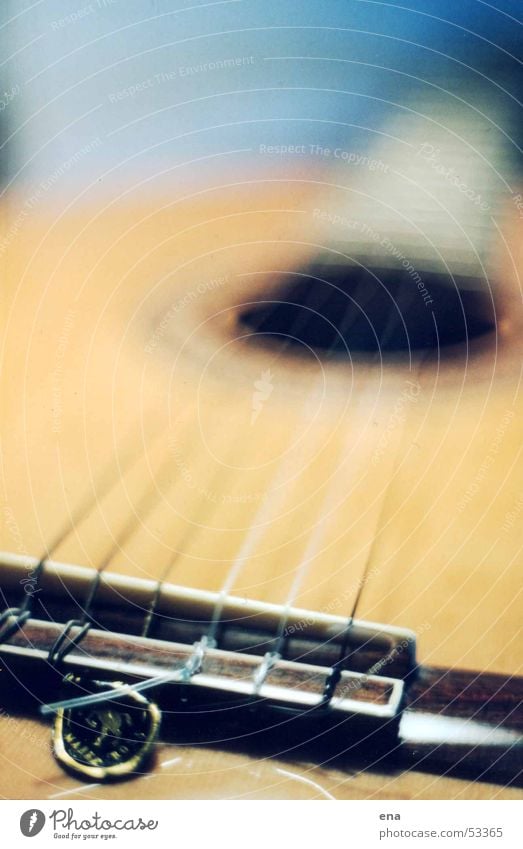 Long strings Musical instrument string Wood Blue-yellow Blur Self-made 6 Tone Sound Listening Playing Plucking Concert Joy Perspective Musical notes Guitar