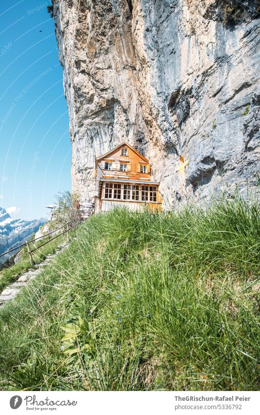 House built in rock House (Residential Structure) Rock Switzerland appenzellerland asher Stone Hiking popular touristic Exterior shot Tourism Mountain