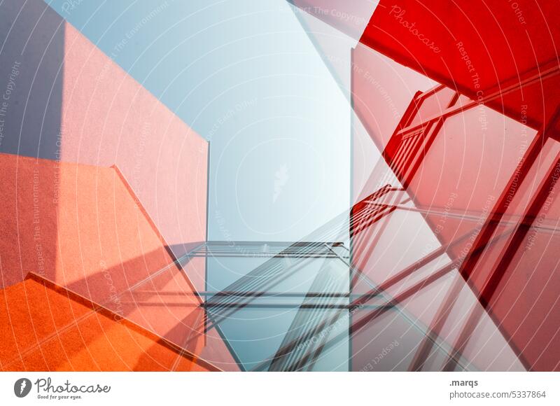 draft optical illusion Style Perspective Modern Double exposure Abstract Red Architecture Building Crazy Tall New Skyward Ambitious Advancement Sharp-edged