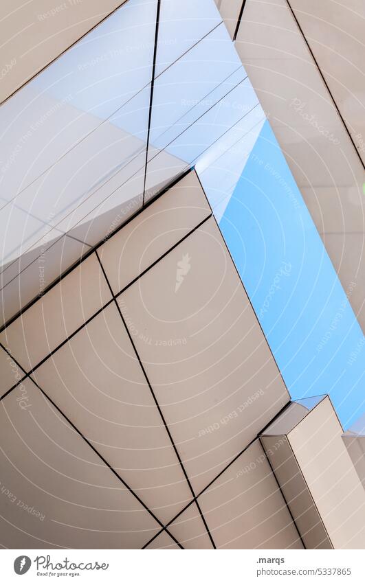 Modern architecture Architecture Bright White Line Geometry person Cloudless sky Sharp-edged Building Facade Abstract Manmade structures Structures and shapes