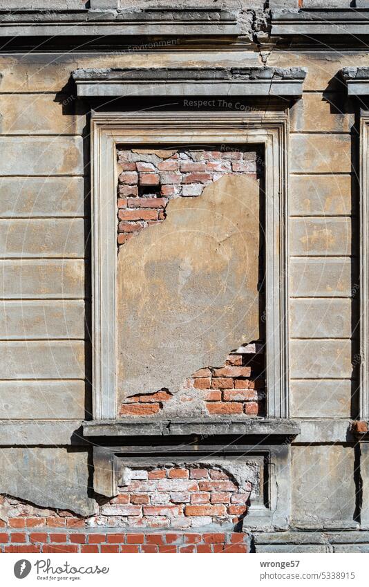 more appearance than reality Blind window Glare window Mock window Aperture window Window Glazed facade Old Derelict crumbling plaster Plaster
