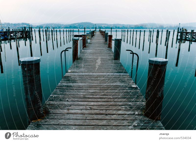 investor Trip Adventure Sky Horizon Lake Lake Constance Footbridge Authentic Fresh Beautiful Moody Relaxation Perspective Calm Colour photo Subdued colour