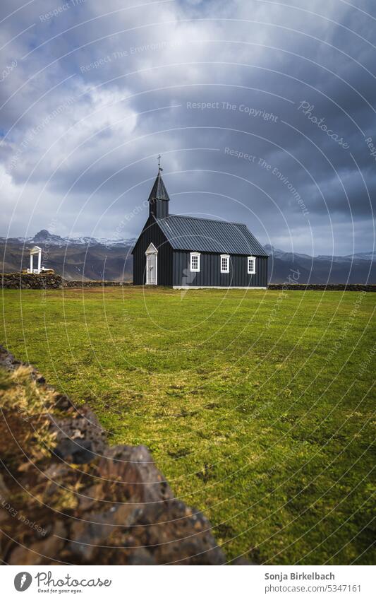 Black church of Búðir budir budir church budakirkja iceland snaefellsnes lonely lonesome landmark travel tourism scenery black cemetery chapel christianity