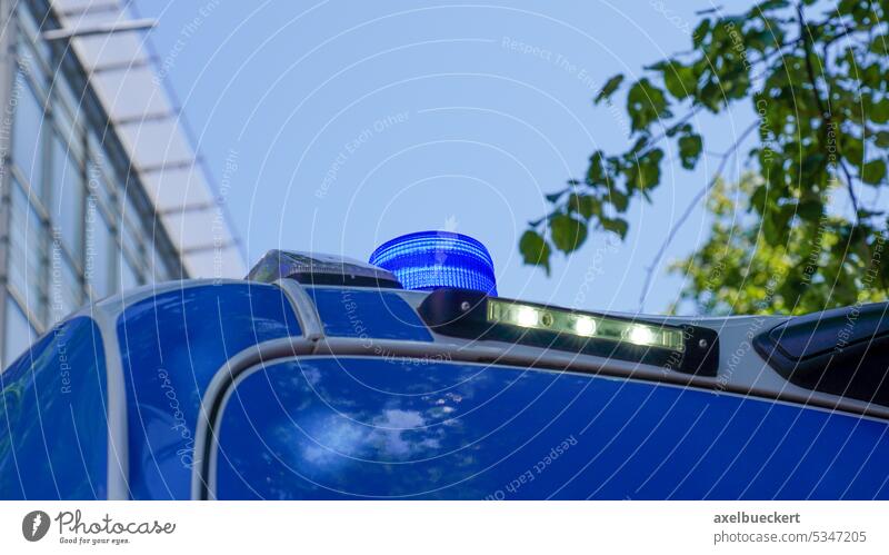 blue light on emergency vehicle known as Blaulicht in Germany emergency light germany blaulicht rescue police car roof top urgency crime illuminated help safety