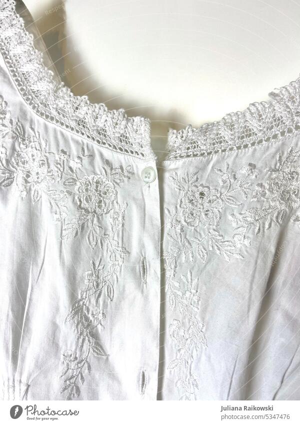 Lace on a blouse Point Cloth Clothing Underwear White Feminine pretty Fashion Detail Style Elegant Woman Blouse Buttons Dress weave Surface Material Stitching