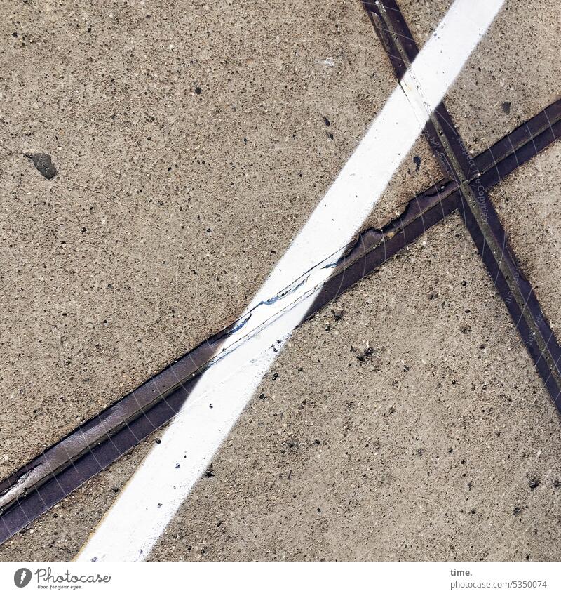 crossed cross Concrete Ground Iron Colour lines Stripe Bird's-eye view Lanes & trails Factory site Road construction Traffic infrastructure Pattern Stone
