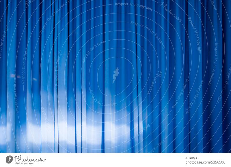 Blue curtain Drape Theatre Stage Event Culture Entertainment Shows Concert Curiosity Anticipation Tension Shaft of light Folds Close-up Expectation Opera