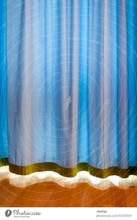 Blue curtain Structures and shapes Envelop mask sb./sth. Screening Folds Hang Drape Curtain Curiosity Surprise Textiles Living or residing Decoration