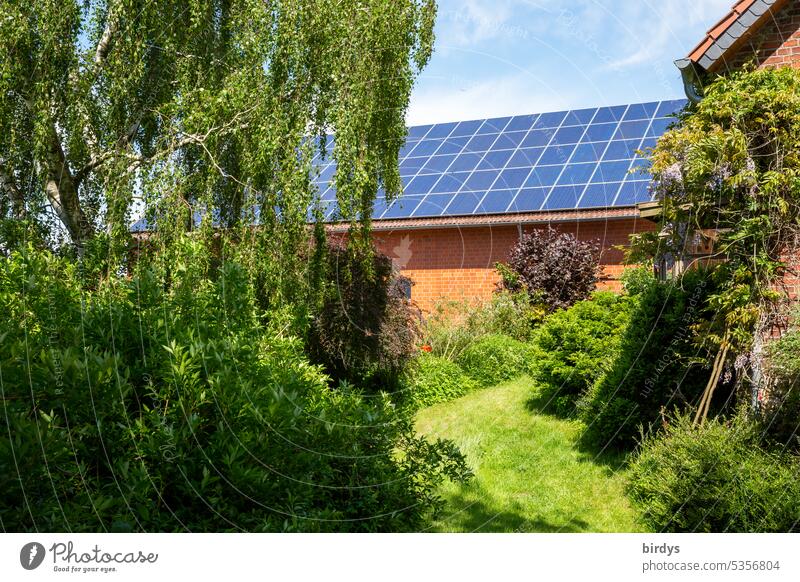 Photovoltaic system on the roof of a rural property photovoltaics photovoltaic system Renewable energy Climate protection regenerative energy Energy generation