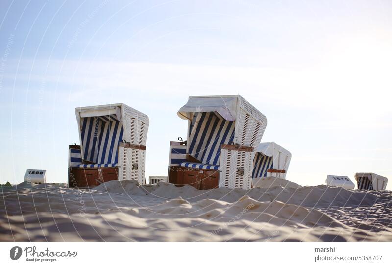 I want to go to the North Sea again Beach chair Baltic Sea vacation time-out Relaxation chill vacation feeling colored Vacation & Travel coast Tourism Sky