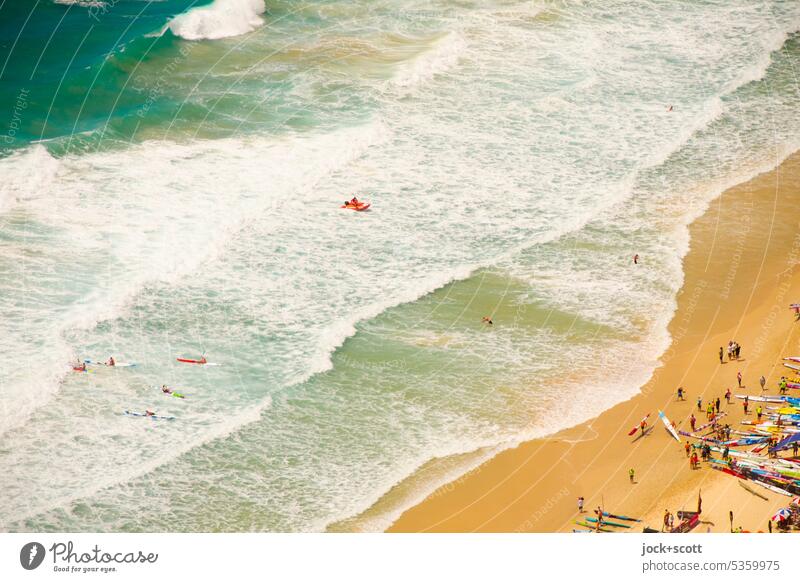 Playground on the beach Surf Pacific Ocean Beach Human being Together Bird's-eye view Pacific beach Background picture Australia Gold Coast Climate