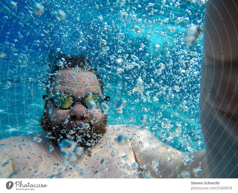 Jump into the cool water jump Springboard Water Water blister water bubbles Dive dipping Underwater photo underwater Swimming & Bathing Swimming pool Blue