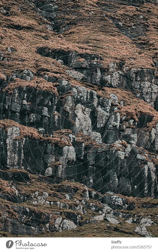 Rocky hill on the Faroe Island of Streymoy färöer Rock mound Faroe Islands Sheep Islands Hill Geology geological Steep rocky Peaceful prehistoric rock stones