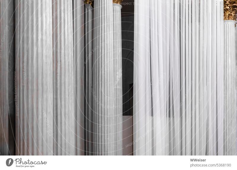 The structure of the curtain looks similar to the design of the columns Drape Curtain Stripe crease lines Hang Sublime Opera Opera Hall Design Architecture Room