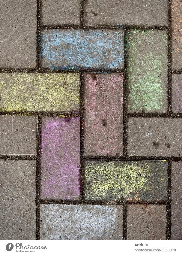 I make the world a little less | gray in gray stones Chalk variegated Colour paint Paving stone off pastel Painting (action, artwork) Creativity Infancy